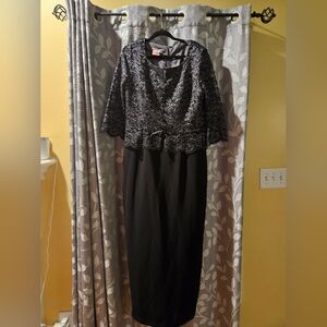 Maggy London Black Dress with Lace Overlay